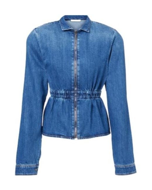 Nensi Dojaka Blue Gathered Denim Jacket
