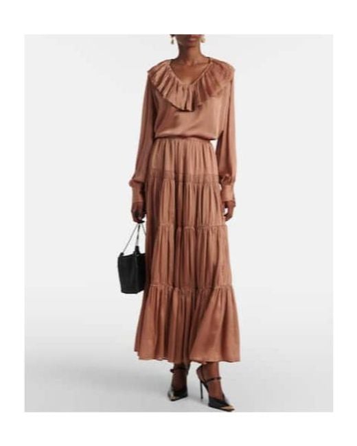 Ulla Johnson Orange Layered Stacked Long Midi Skirt