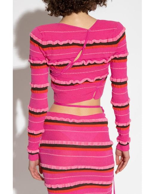 Jacquemus Pink Striped Cropped Top