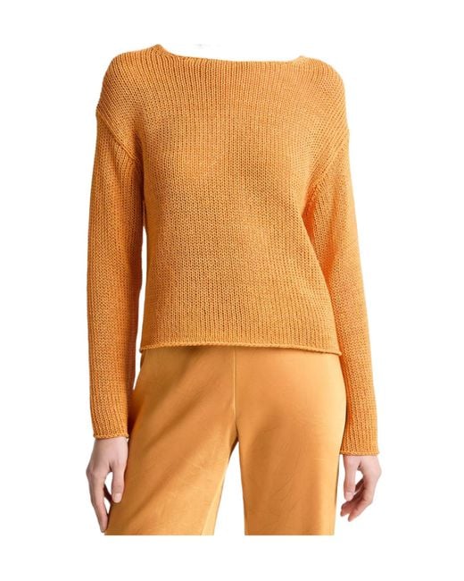 Vince Orange Ribbed-Knit Boat-Neck Sweater