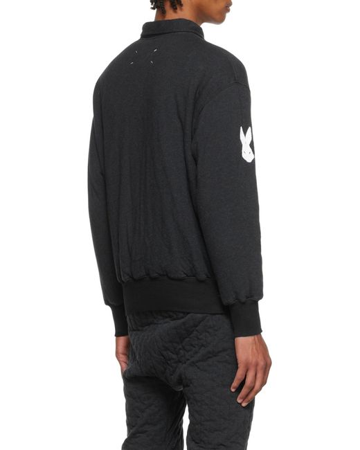 Maison Margiela Blue Logo-Patch Cotton Shirt Jacket for men