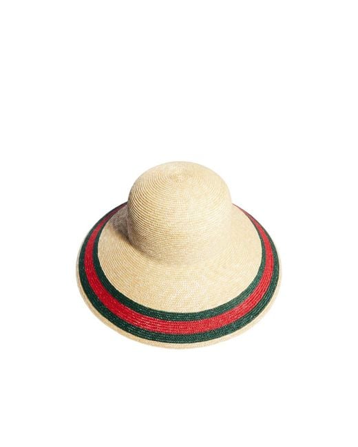 Gucci White Web Detailed Woven Hat