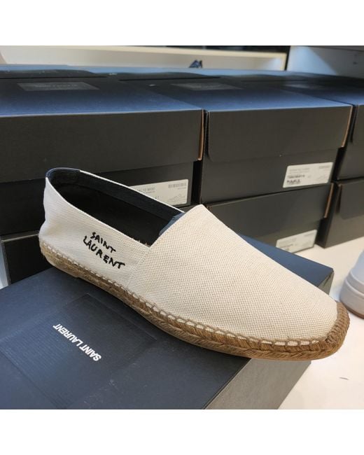 Saint Laurent Natural Logo Embroidered Slip-On Espadrilles for men