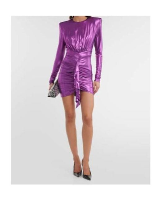 Alexandre Vauthier Purple Draped Satin Jersey Minidress