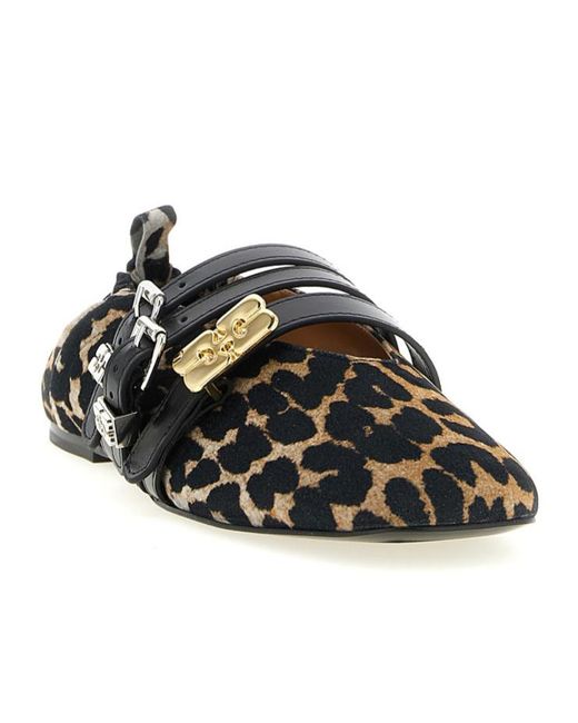 Ganni Black 'Sue Triple' Ballet Flats