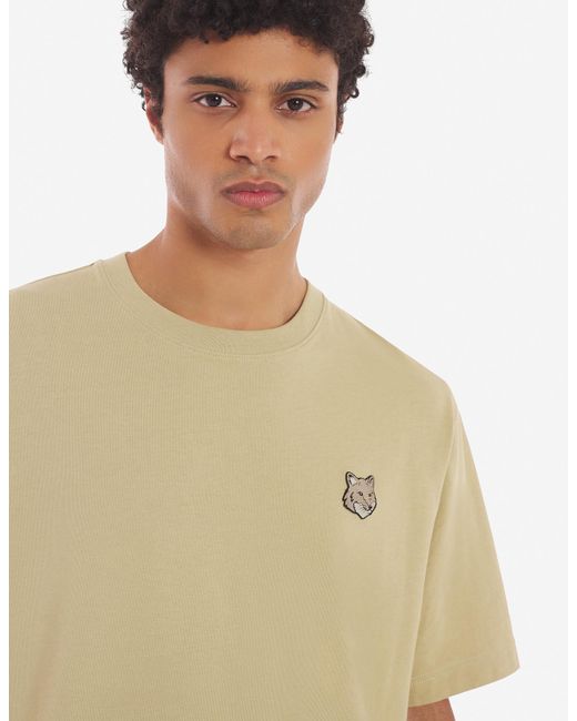 Maison Kitsuné Natural Maison Kitsuné Bold Fox Head Patch Crewneck T-Shirt for men