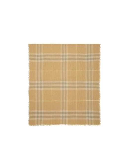 Burberry Natural Vintage Check Fringed-Edge Scarf