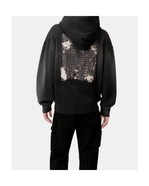 Amiri Black Logo Embroidered Drawstring Hoodie for men