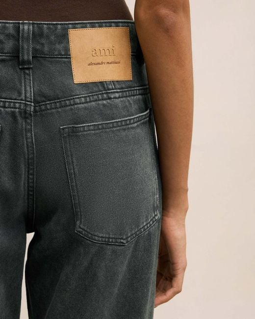 AMI Gray Logo Patch Jeans