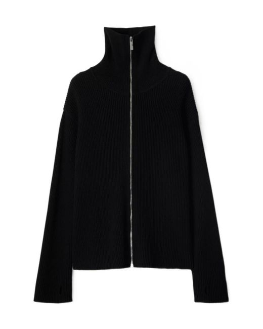 Burberry Black Ribbed-Knit Zip-Up Cardigan for men