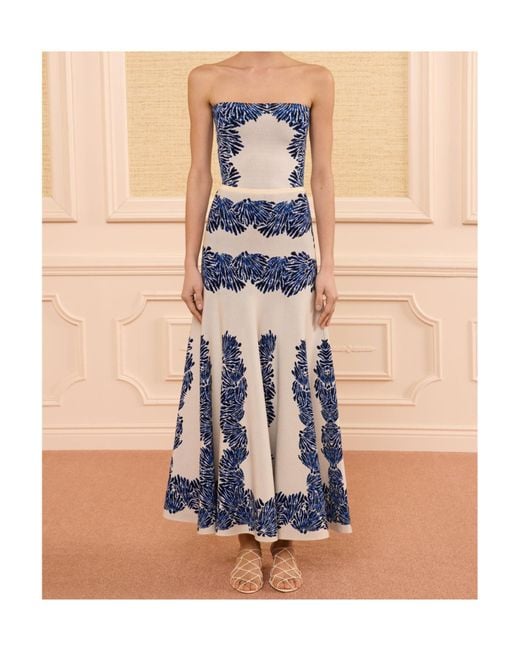Ulla Johnson Blue Alessia Knit Jacquard Skirt