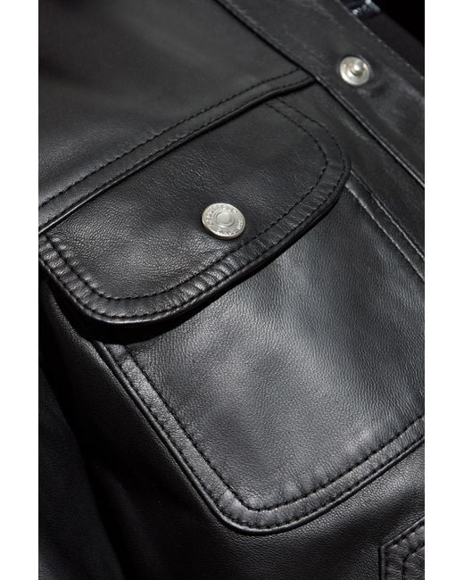 DSquared² Black Leather Boxy Jean Jacket for men