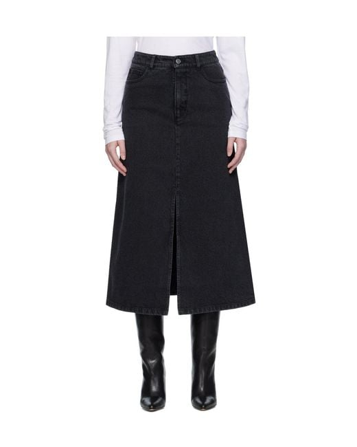 A.P.C. Black Split-Front Denim Midi Skirt