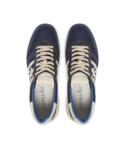 Premiata Blue Round-Toe Sneakers for men