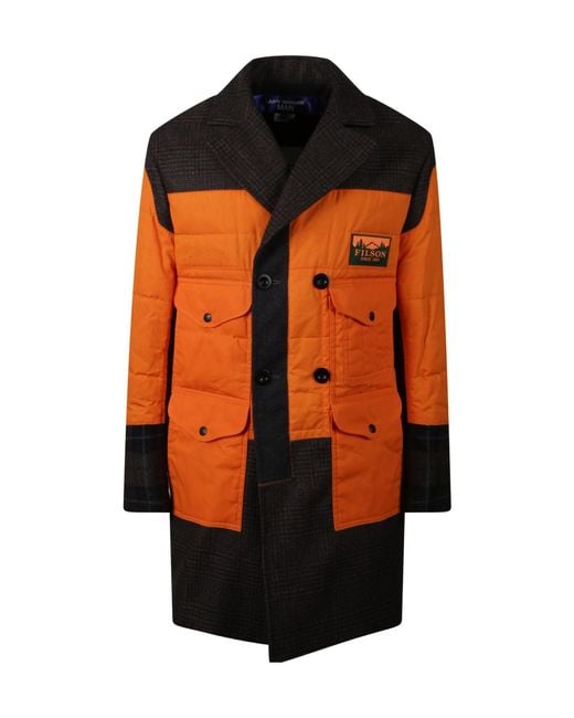 Junya Watanabe Orange Filson Logo Patch Coat for men