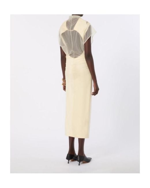 Sportmax Natural Spsviale Graphic-Print Open-Back Midi Dress