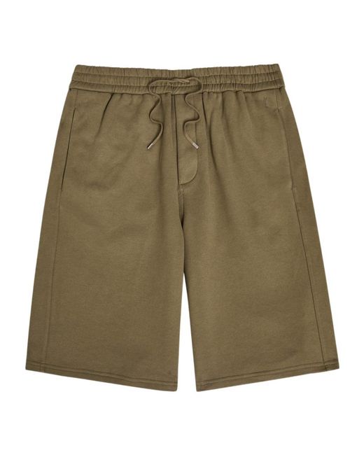 Saint Laurent Green Logo-Embroidered Cotton Shorts for men