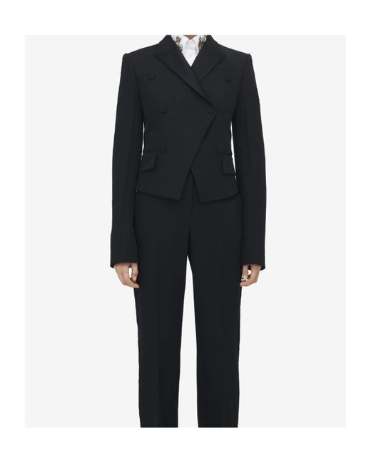 Alexander McQueen Black Wool-Blend Double-Breasted Blazer