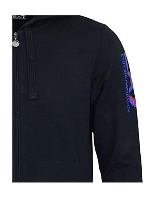 EA7 Blue Hooded Casual Jacket for men