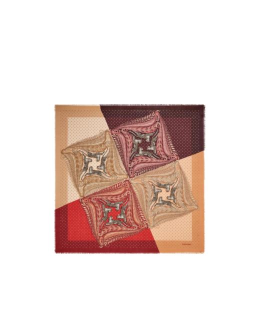 Ferragamo Red Madras Print Cashmere Stole