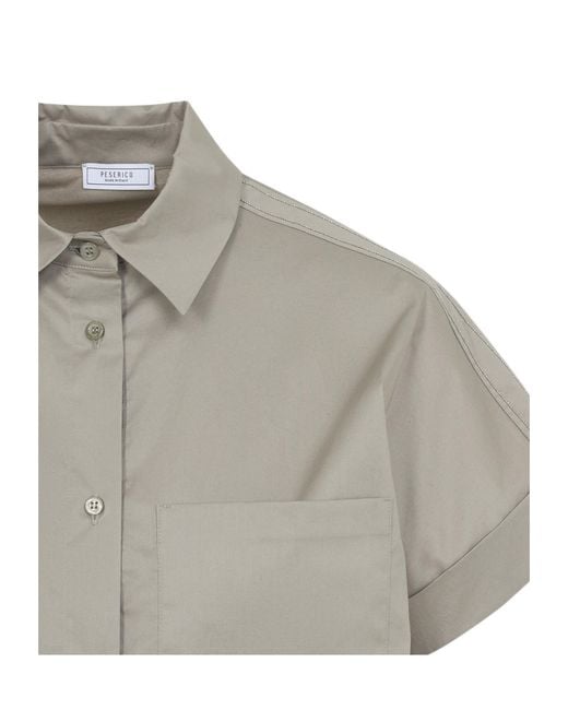 Peserico Gray Short-Sleeved Buttoned Shirt