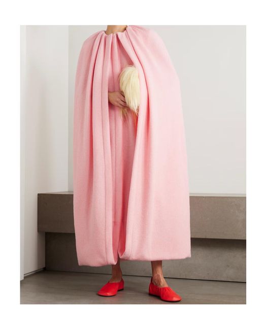 Jil Sander Pink Cape-Effect Draped Wool-Blend Coat