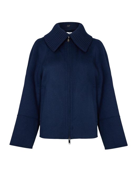 Joseph Blue Zippered Long-Sleeved Knit Cardigan