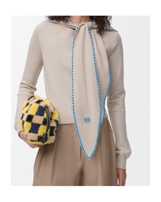 Loewe White Scarf Sweater