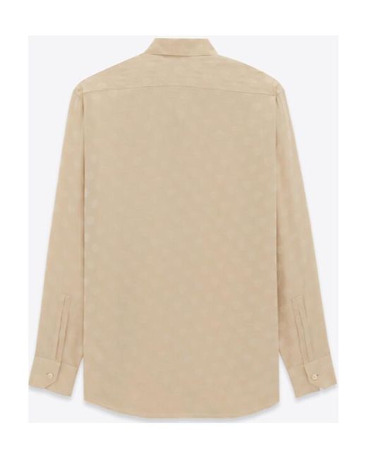 Saint Laurent Natural Dotted Long-Sleeved Shirt for men