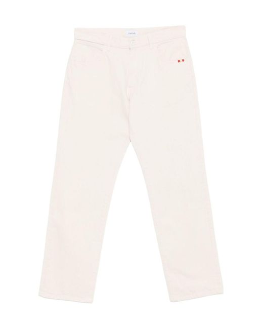AMISH White Tricolor Stitching Jeans for men
