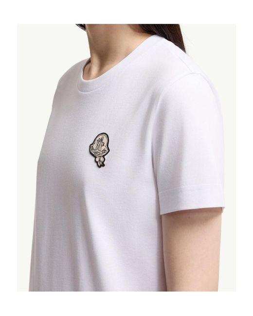 Moncler White Logo Patch Crewneck T-Shirt