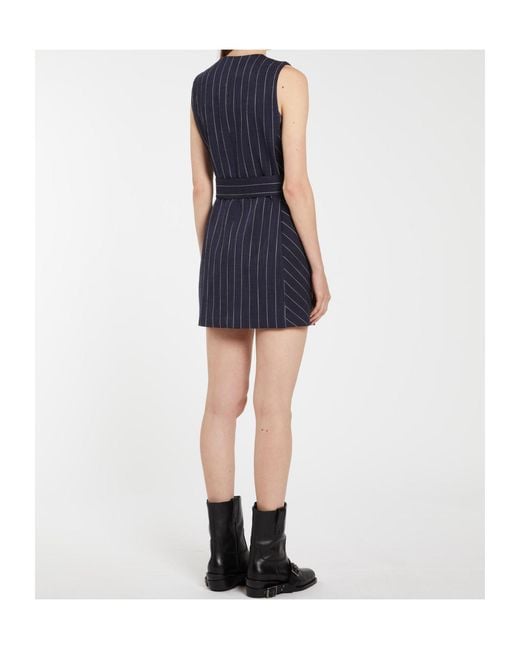 Marella Blue Stretch Natté Canvas Dress