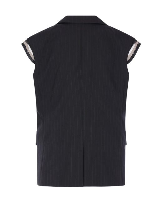 Sacai Black Chalk Stripe Vest