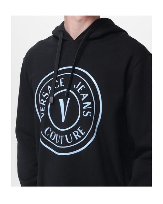 Versace Jeans Black Couture Logo Print Hoodie for men