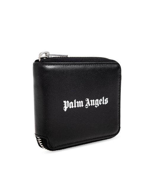 Palm Angels Black Classic Logo Zip Around Wallet for men