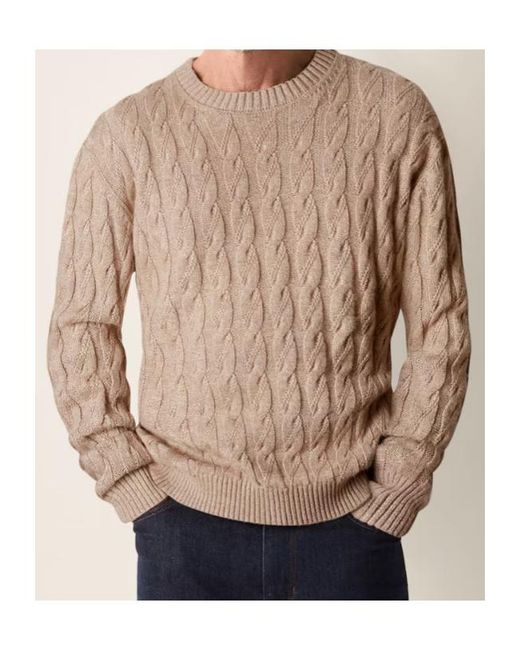 Zegna Brown Cable-Knit Crew Neck Knitted Sweater for men