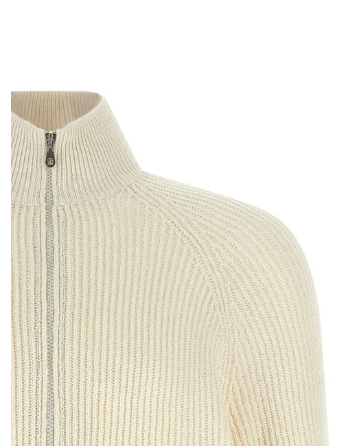 Brunello Cucinelli White Zip Cardigan for men