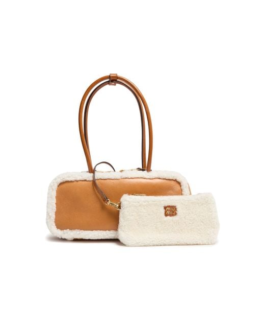 Miu Miu Brown Beau Small Shearling Bag