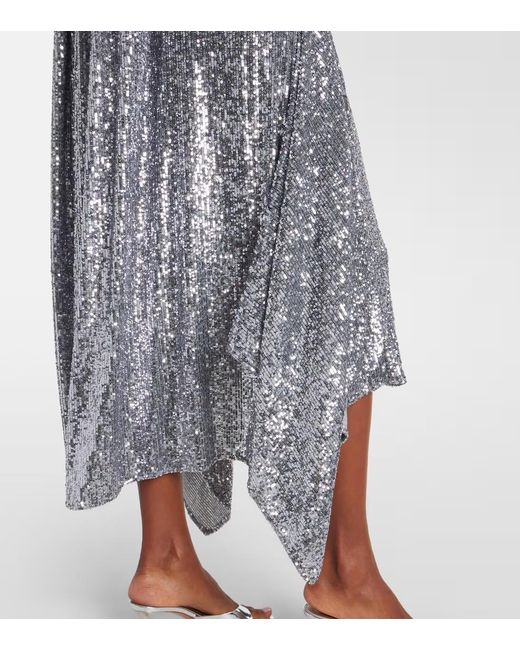 Rabanne Gray Sequined Gathered Cocktail Dress