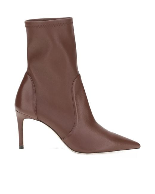 Stuart Weitzman Brown Pointed-Toe High-Heeled Ankle Boots