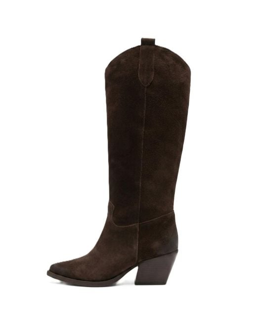 P.A.R.O.S.H. Brown Round-Toe Tall Boots