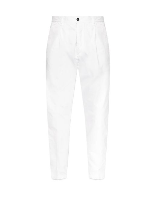 DSquared² White One Pleat Pants for men