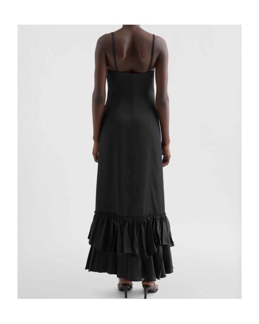 Jil Sander Black Silk Blend Ruffle Dress