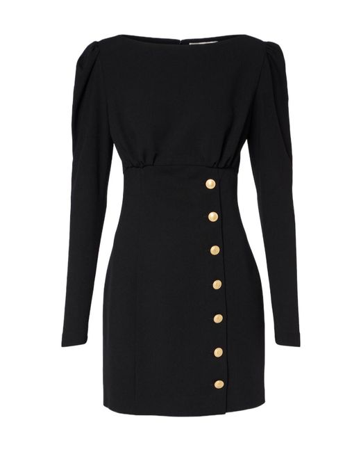 Alessandra Rich Black Wool-Blend Crêpe Minidress