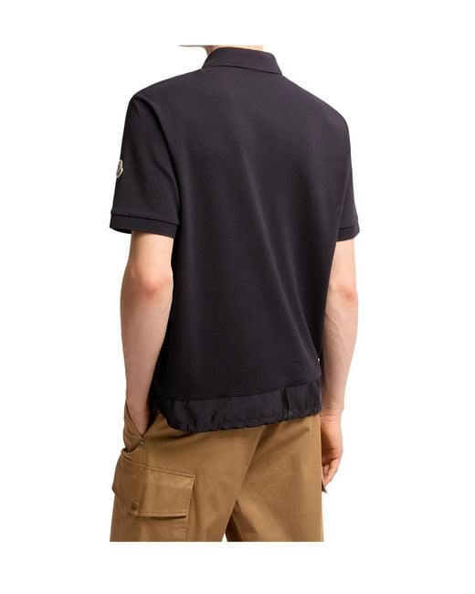 Moncler Blue Quater-Zip Short-Sleeve Polo Shirt for men