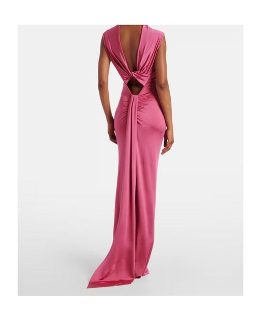 Victoria Beckham Red Draped Jersey Gown