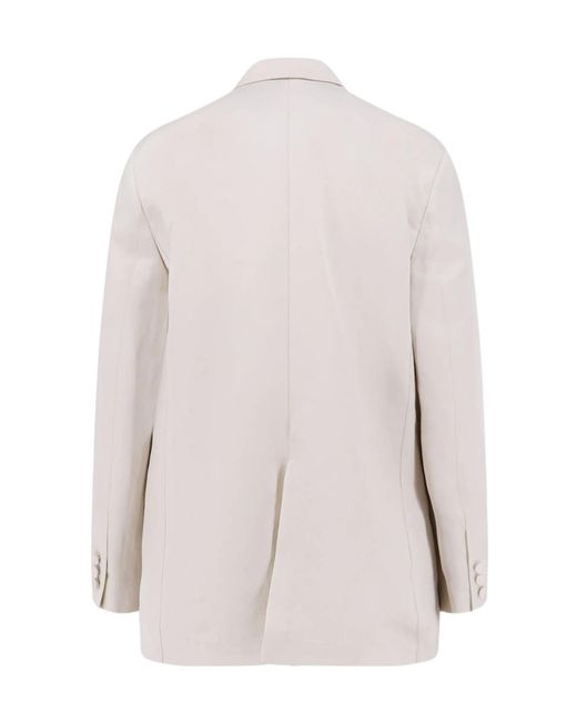 Alysi White Double-Breasted Peak-Lapel Blazer