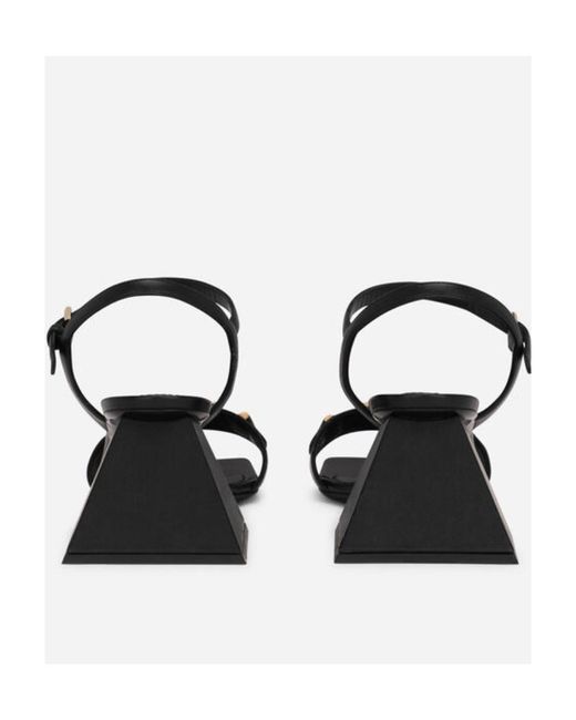 Dolce & Gabbana Black Logo-Detail Open-Toe Sandals