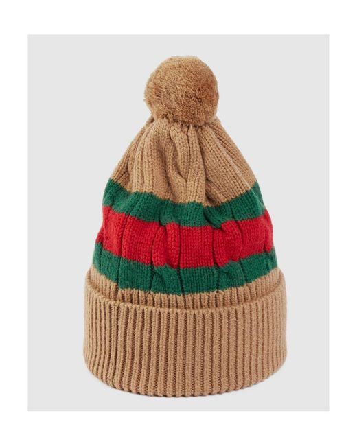 Gucci Multicolor Web Stripe Knit Beanie for men