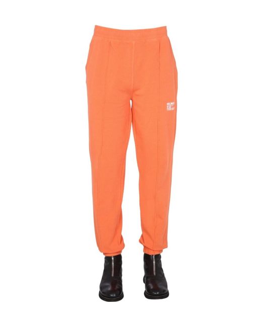 Helmut Lang Orange Waffle Knitted Sweatpants for men